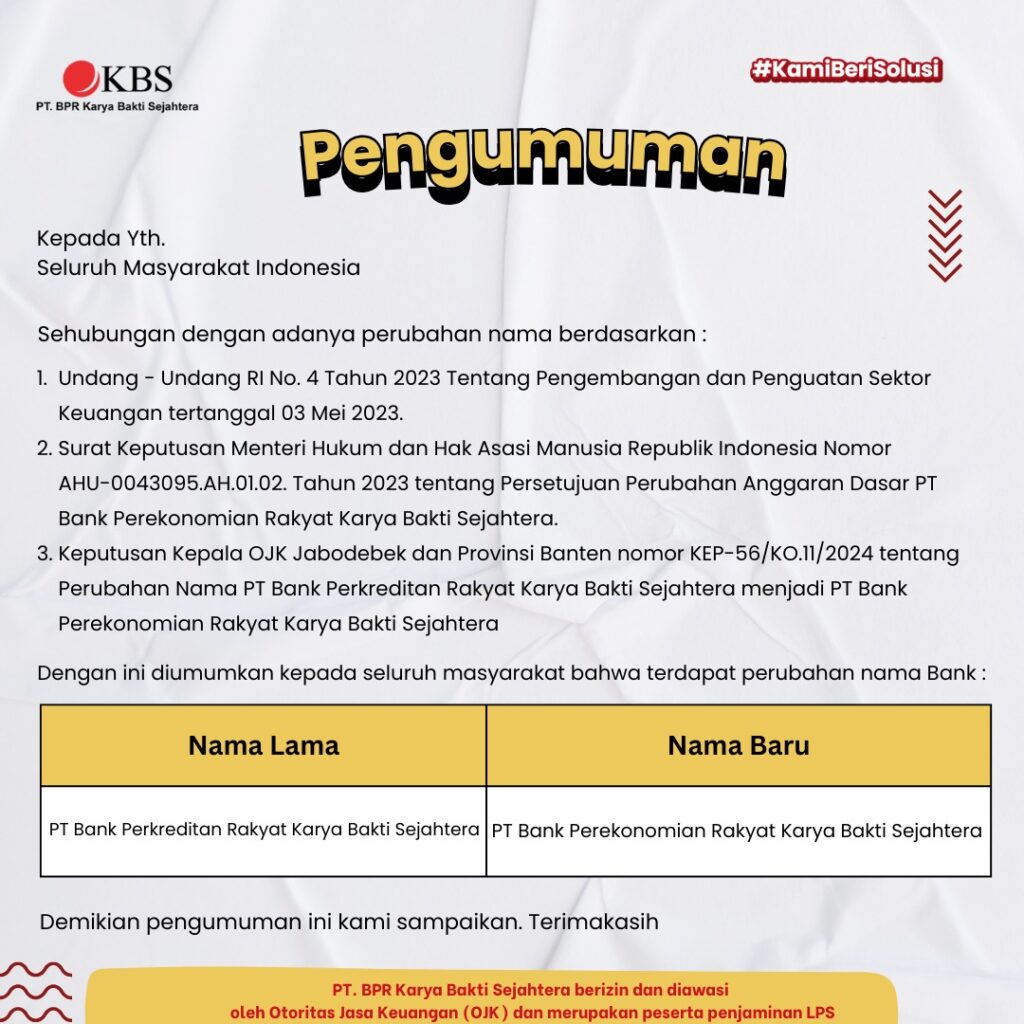 Pengumuman Perubahan Nama
